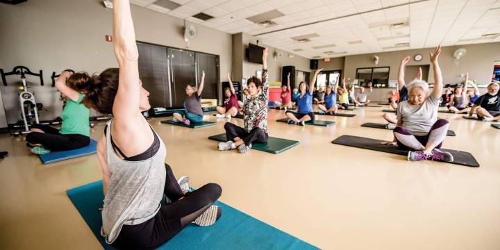 Yoga class at Courts Plus in Elmhurst